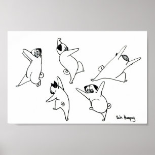 Dansende pugs poster
