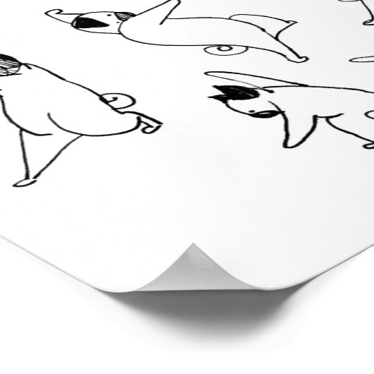 Dansende pugs poster (Hoek)