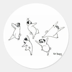 Dansende pugs ronde sticker