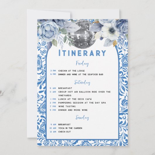 Dansende Queen Bachelorette Weekend Itinerary Kaart (Achterkant)