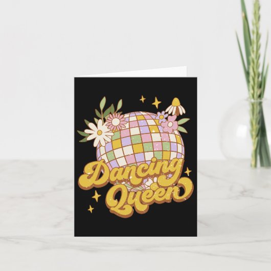 Dansende Queen Boho Disco Flower 70s 80s Vrouwen Kaart (Voorkant)