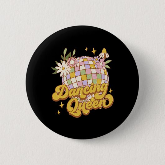 Dansende Queen Boho Disco Flower 70s 80s Vrouwen Ronde Button 5,7 Cm (Voorkant)