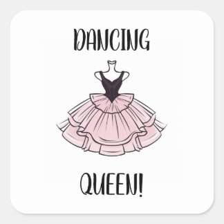 Dansende Queen Roze en Zwarte Ballet Dansjurk Vierkante Sticker