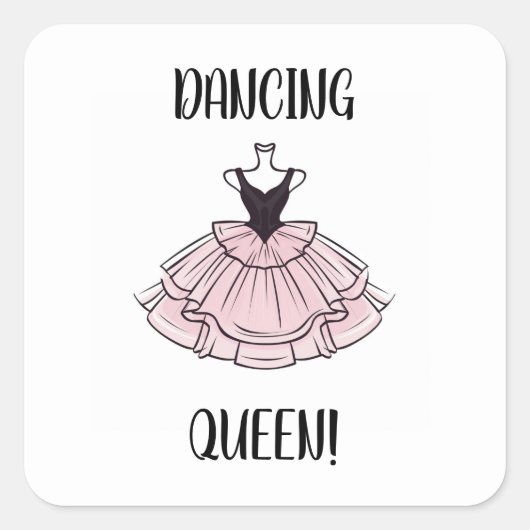 Dansende Queen Roze en Zwarte Ballet Dansjurk Vierkante Sticker (Voorkant)