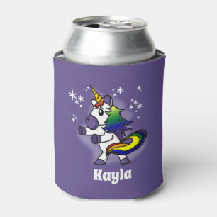 Dansende Rainbow Unicorn met Starry Paarse Sky Blikjeskoeler