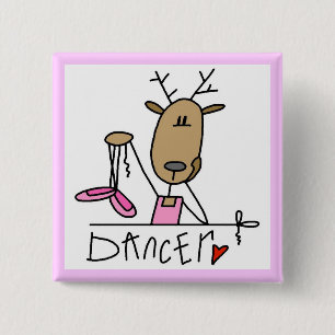 Dansende rendier T-shirts en cadeaus Vierkante Button 5,1 Cm