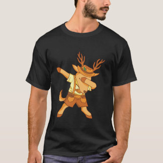 Dansende rendieren in Beierse kostuum kleding Lede T-shirt