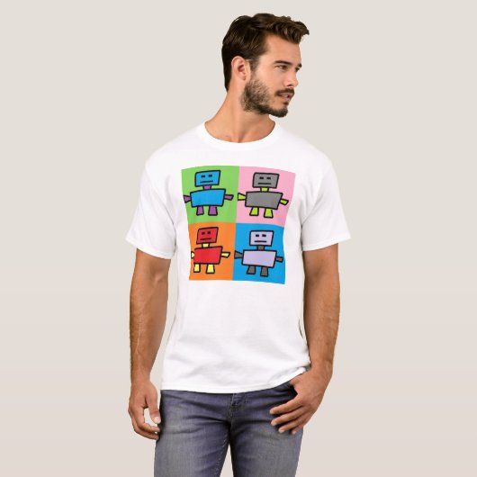 Dansende Robot Pop Art T-shirt (Voorkant volledig)