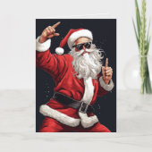 Dansende Rocker Santa Feestdagen Kaart (Voorkant)