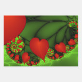 Dansende rode harten Moderne Abstracte fractale Ku Inpakpapier Vel (Voorkant 2)