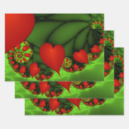 Dansende rode harten Moderne Abstracte fractale Ku Inpakpapier Vel