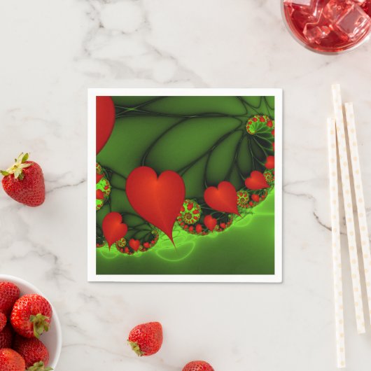 Dansende rode harten Moderne Abstracte fractale Ku Servet (Insitu)
