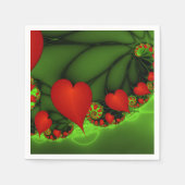 Dansende rode harten Moderne Abstracte fractale Ku Servet (Voorkant)