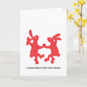 Dansende Rode Konijnen Kaart (Gele Bloem)