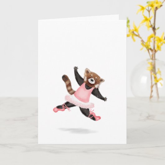 Dansende rode panda blanco kaart (Gele Bloem)