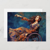 Dansende rolstoel vrouw briefkaart (Voorkant / Achterkant)