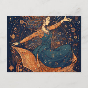 Dansende rolstoel vrouw briefkaart