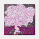 Dansende roze boom glitter Tu B'Shvat ט״ו בשבט Magneet (Voorkant)