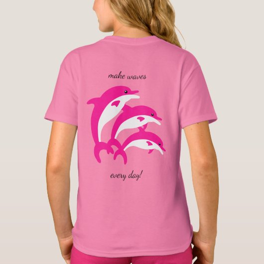 Dansende roze dolfijnen t-shirt (Achterkant)
