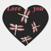 Dansende roze dragonfly bugs hart sticker (Voorkant)