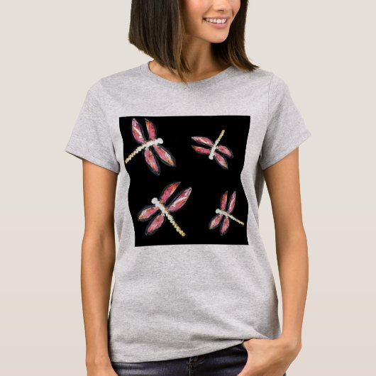Dansende roze dragonfly bugs t-shirt (Voorkant)