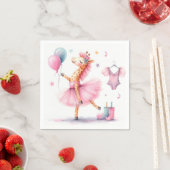 Dansende roze Giraffe verjaardagsfeestje Servet (Insitu)