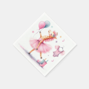 Dansende roze Giraffe verjaardagsfeestje Servet