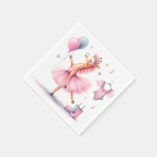 Dansende roze Giraffe verjaardagsfeestje Servet (Hoek)