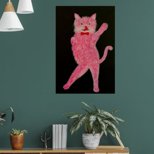 Dansende Roze Kat Poster (Woonkamer 1)