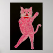 Dansende Roze Kat Poster (Voorkant)