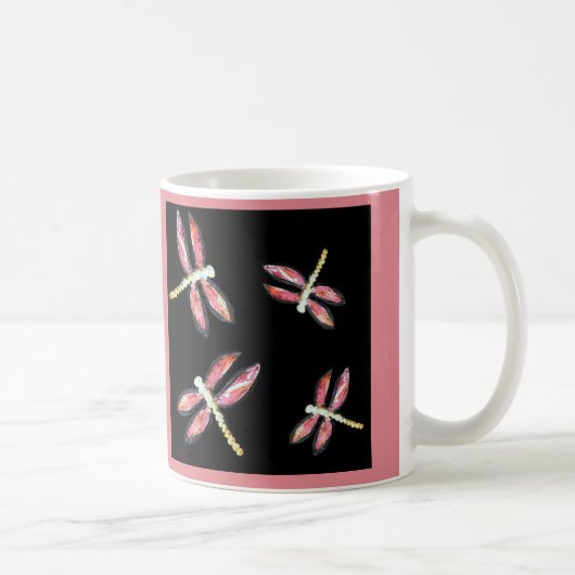 Dansende roze libellen koffiemok (Rechts)