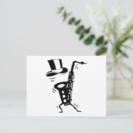 Dansende saxophone briefkaart (Staand voorkant)