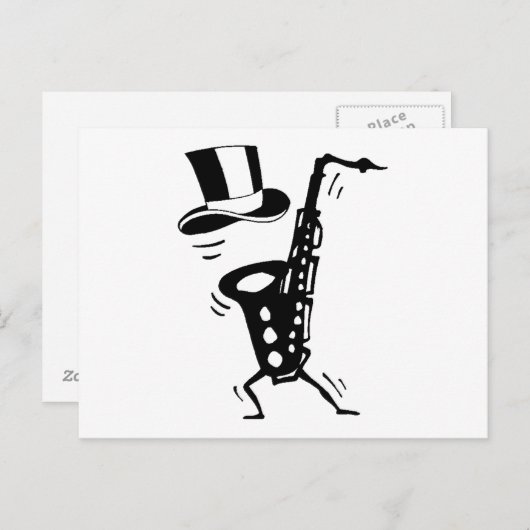 Dansende saxophone briefkaart (Voorkant / Achterkant)