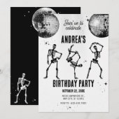 Dansende schedel disco party kaart (Voorkant / Achterkant)