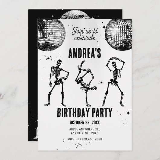 dansende schedel discofeest kaart (Voorkant / Achterkant)