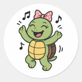 Dansende schildpad ronde sticker
