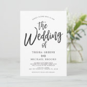 Dansende Script Styled Black|White Wedding Kaart (Staand voorkant)