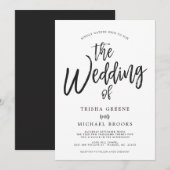 Dansende Script Styled Black|White Wedding Kaart (Voorkant / Achterkant)