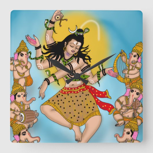 Dansende Shiva-klok Vierkante Klok (Voorkant)