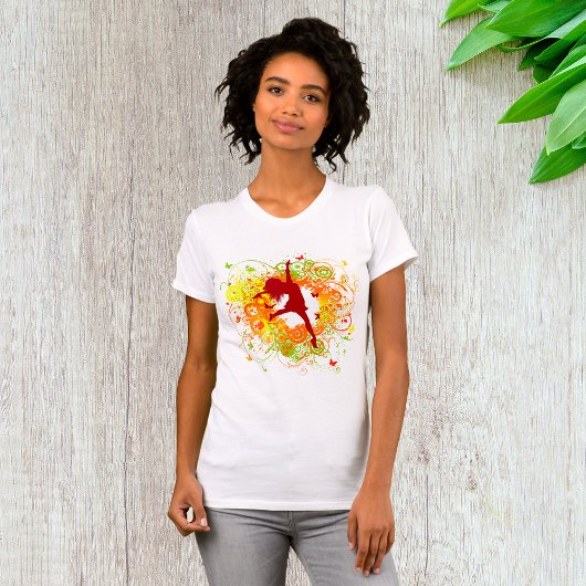 Dansende Silhouet met Bloemige Krullen T-shirt