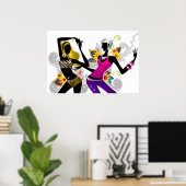 Dansende Silhouette Girls Poster (Thuiskantoor)