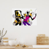 Dansende Silhouette Girls Poster (Keuken)