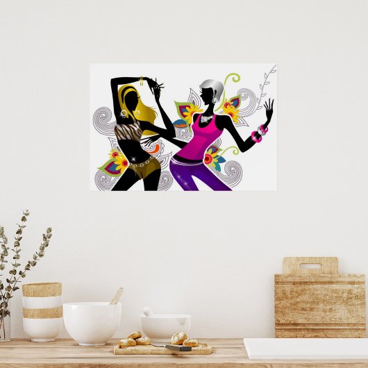 Dansende Silhouette Girls Poster (Keuken)