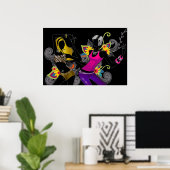 Dansende Silhouette Girls Poster (Thuiskantoor)