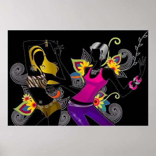 Dansende Silhouette Girls Poster (Voorkant)