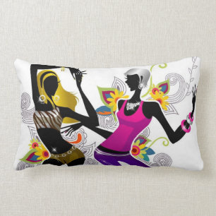 Dansende Silhouette Girls White / Black Pillow Kussen