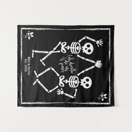 Dansende skelet huwelijksachtergrond aangepaste op wandkleed (Voorkant (horizontaal))