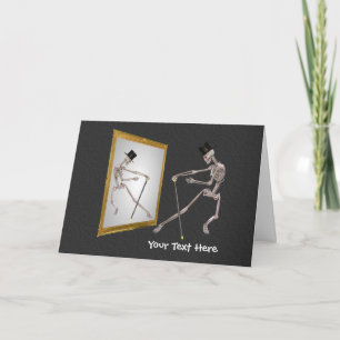 Dansende skelet in Mirror Funny Photo Card Kaart