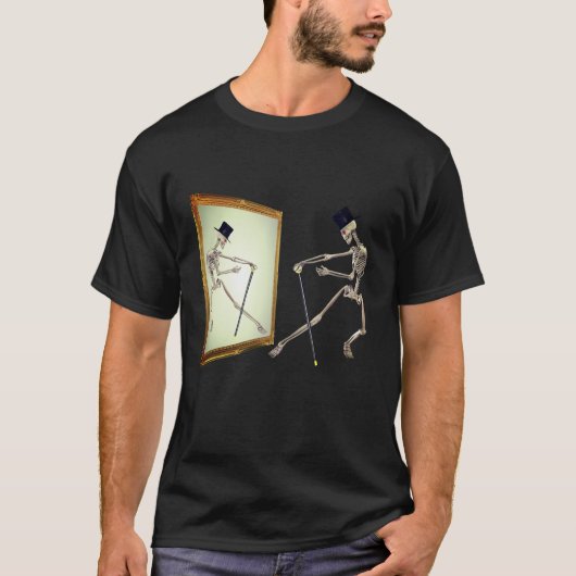 Dansende skelet in Mirror Funny T-shirt (Voorkant)