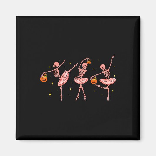 Dansende Skelet Llerina Halloween Jack O Lantern Magneet (Voorkant)